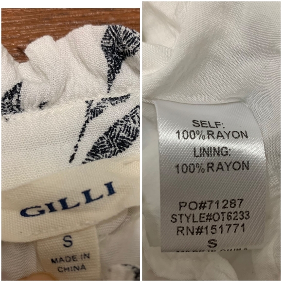 Gilli High Neck Tank Top Button Down White Gray Leaves Women’s Size S Lined - Picture 6 of 8